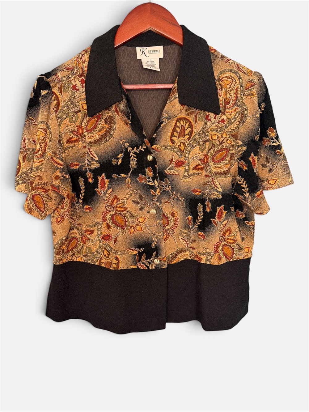 Vintage Paisley Collared Top Blouse | Retro Boho 80s/90s | Size 14